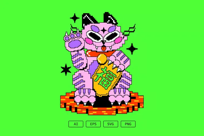 Pixel lucky cat