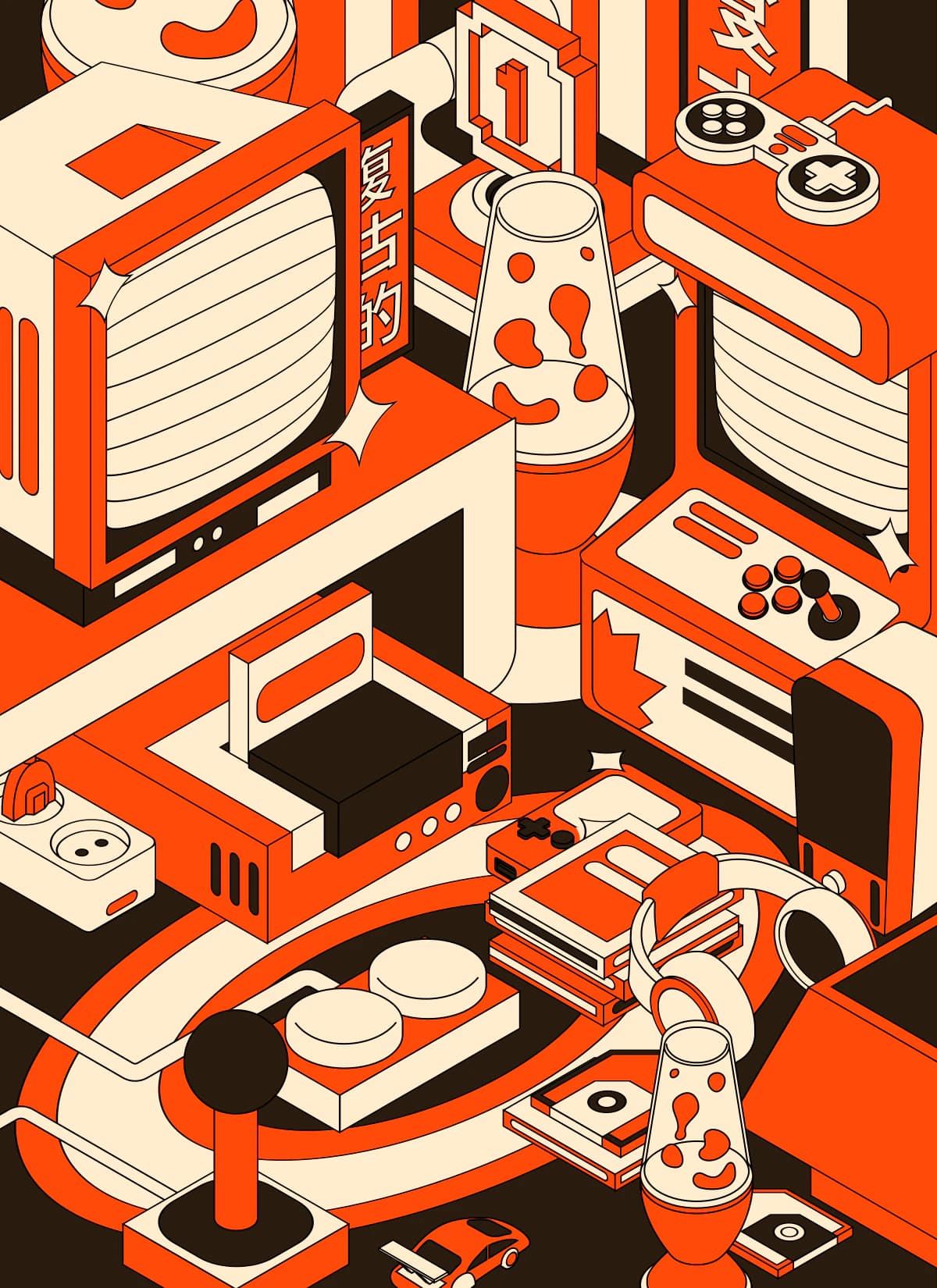 Retro gaming scene