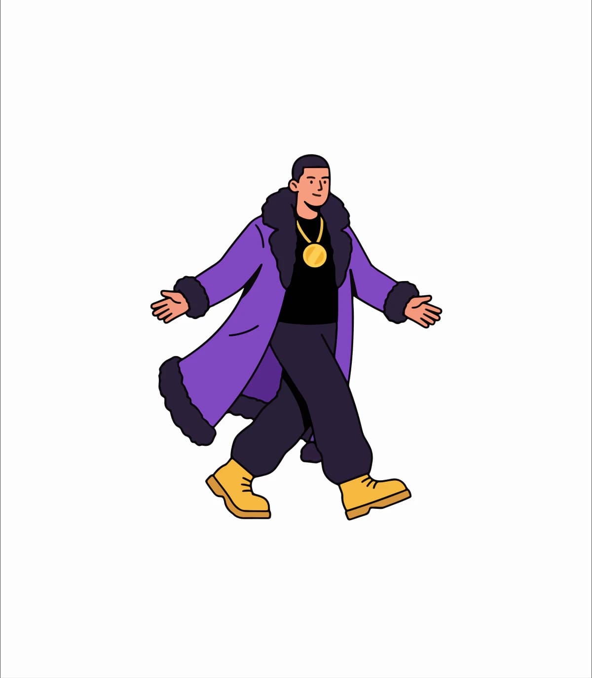 Character in a fur coat