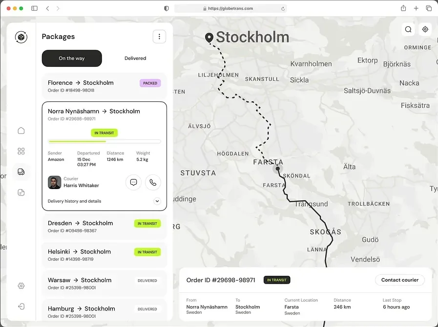 Parcel tracking app