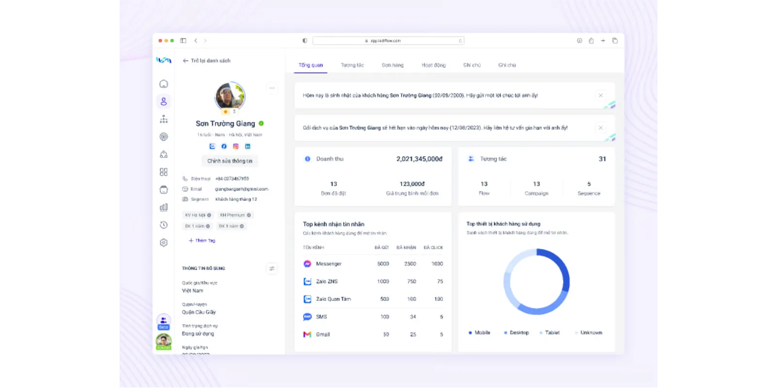 Light admin dashboard